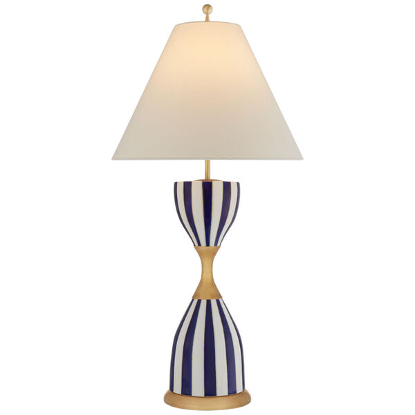 Tilly Large Table Lamp in Denim Stripe with Linen Shade by Richard Mishaan, image 1