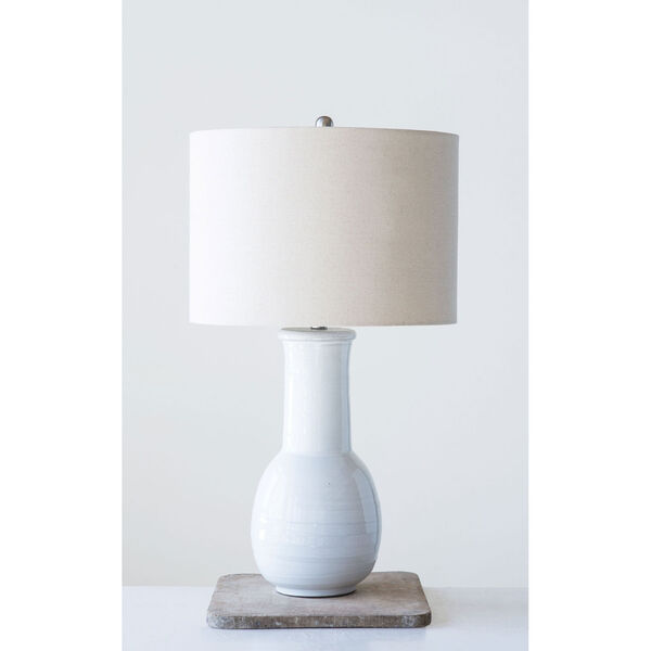 Sonoma White Terracotta Table Lamps with Natural Linen Shades - Set of 2, image 3