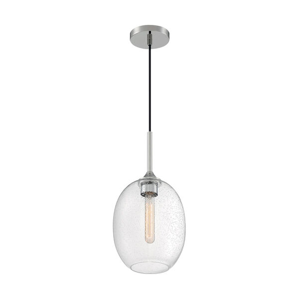 Aria Polished Nickel 17-Inch One-Light Pendant with Clear Seeded Glass, image 2