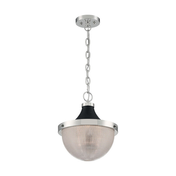 Faro Polished Nickel and Black 14-Inch One-Light Pendant, image 3