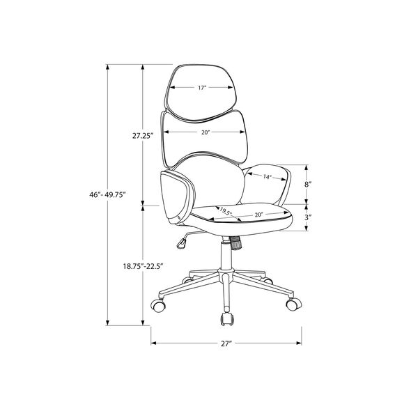 White 25-Inch Office Chair, image 4