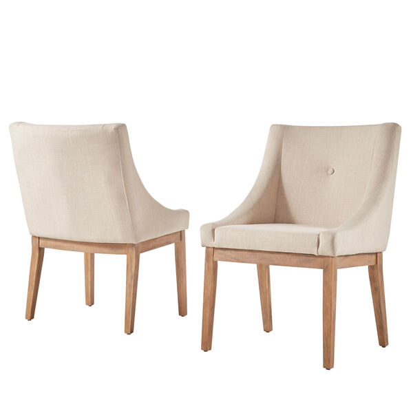Century Beige Linen Slope Arm Side Chair, Set of 2, image 2
