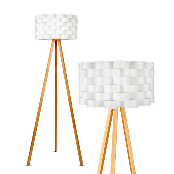 Bijou Rattan Wood LED Floor Lamp, image 1