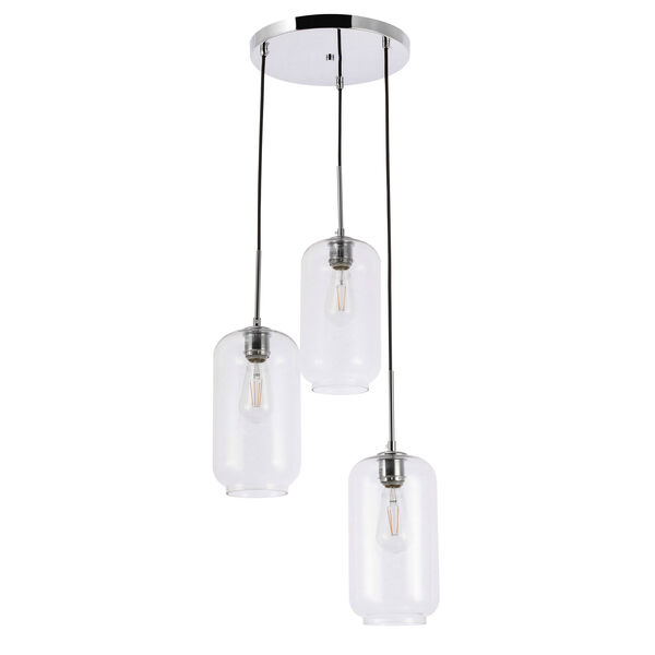 Collier Chrome 16-Inch Three-Light Pendant with Clear Glass, image 2