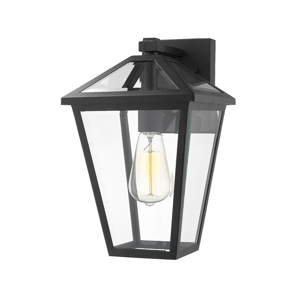 Talbot Black One-Light Outdoor Wall Sconce with Transparent Bevelled Glass, image 1