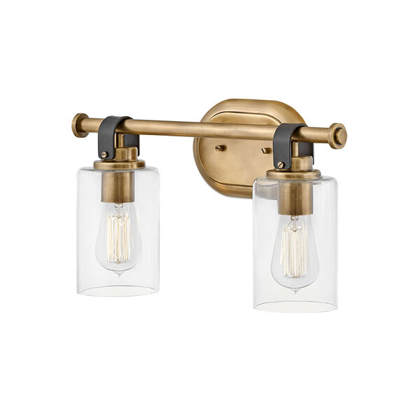 Halstead Heritage Brass Two-Light Bath Vanity With Clear Glass, image 5