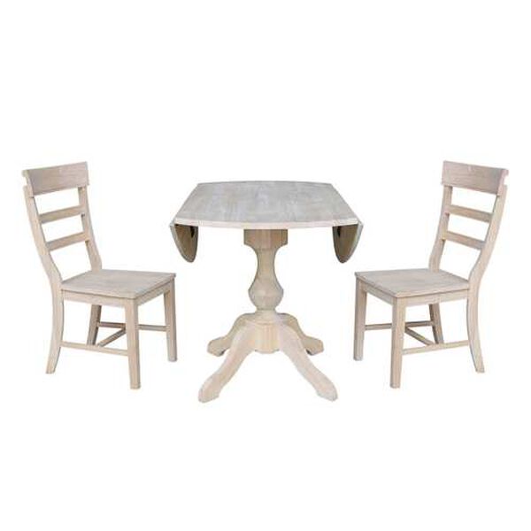 Gray and Beige 42-Inch Round Top Pedestal Table with Hammerty Chairs, 3-Piece, image 2