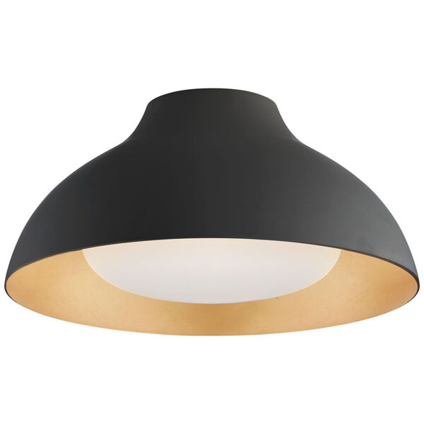 Agnes 15-Inch Flush Mount in Matte Black with Soft White Glass by AERIN, image 1