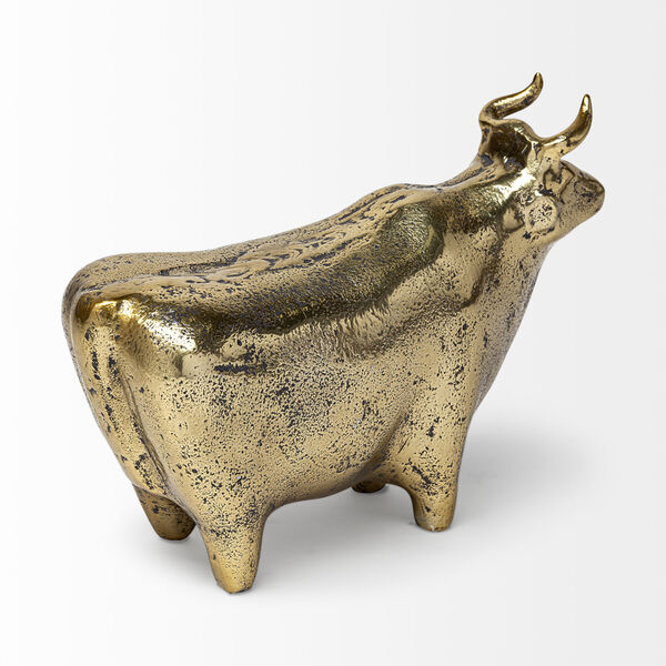 Taurus I Gold Cast Aluminum Bull Figurine, image 3