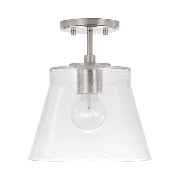 HomePlace Baker Brushed Nickel One-Light Pendant with Clear Seeded Glass, image 1