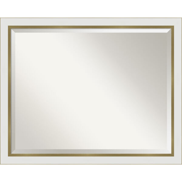 Eva White and Gold 31W X 25H-Inch Bathroom Vanity Wall Mirror, image 1