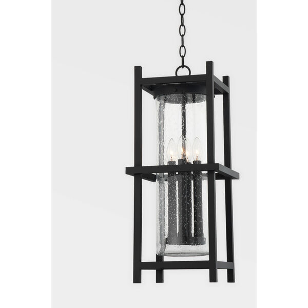 Carlo Textured Black Four-Light Outdoor Chandelier, image 2