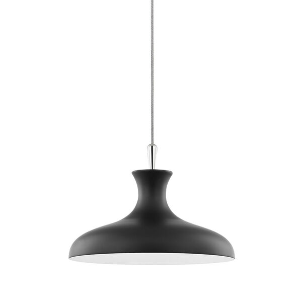 Cassidy Polished Nickel and Black 15-Inch One-Light Pendant, image 1
