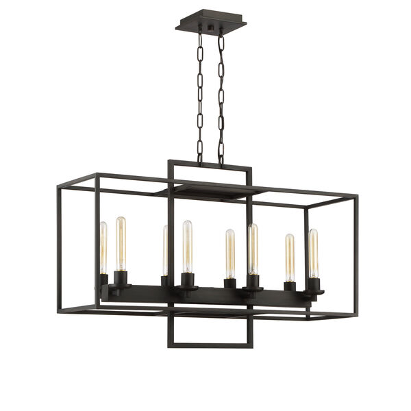 Cubic Aged Bronze Brushed Eight-Light 12-Inch Chandelier, image 1