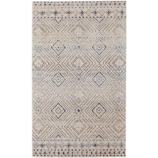 Camellia Ivory Blue Gray Rectangular 4 Ft. 3 In. x 6 Ft. 3 In. Area Rug, image 1
