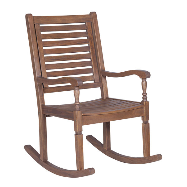 Solid Acacia Wood Rocking Patio Chair, Dark Brown, image 2