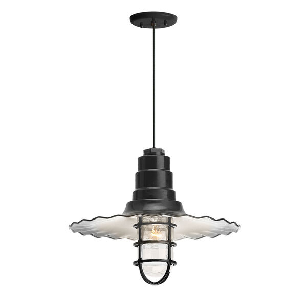 Radial Wave Black One-Light 18-Inch Outdoor Pendant, image 1