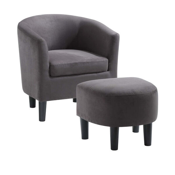 Take a Seat Dark Gray Microfiber Churchill Accent Chair with Ottoman, image 1
