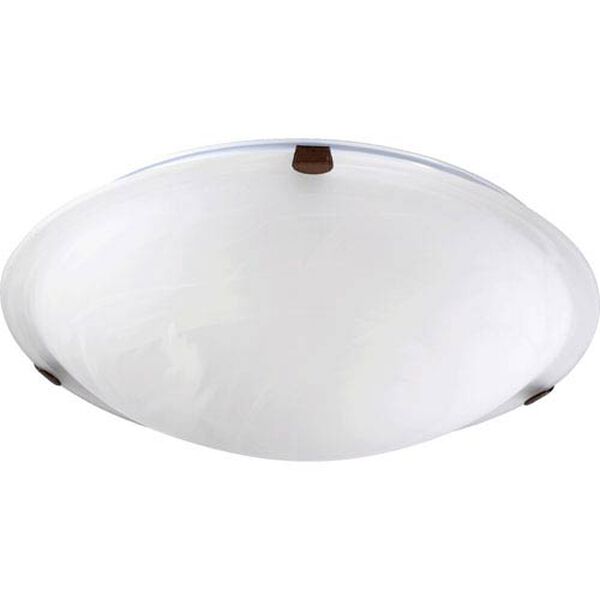 Oiled Bronze 16-Inch Flush Mount with Faux Alabaster Glass, image 1