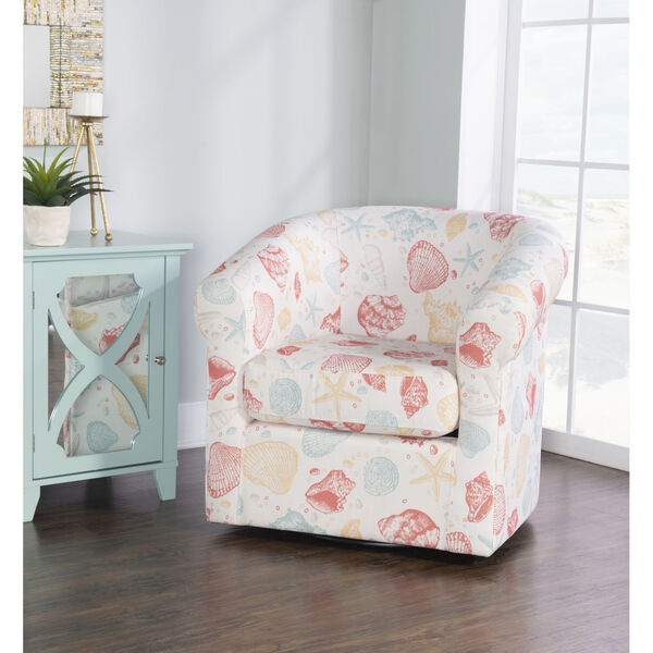 Maverick White and Pink Swivel Seashell Club Chair, image 6