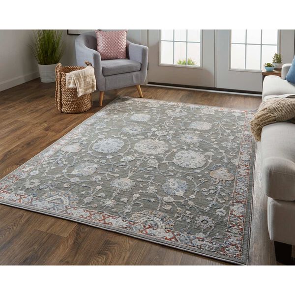 Thackery Gray Ivory Red Area Rug, image 2
