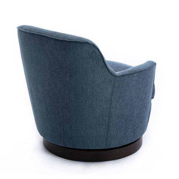 Reese Cadet Blue and Black Wooden Base Swivel Chair, image 4