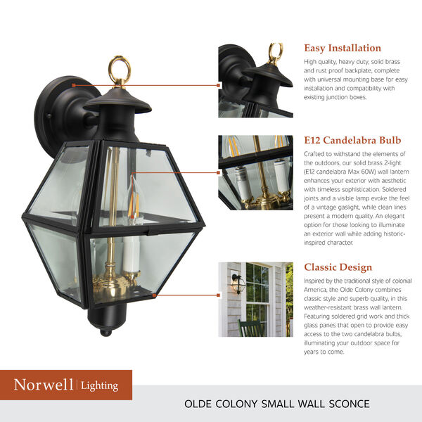 Olde Colony Black Two-Light Outdoor Wall Lantern, image 7
