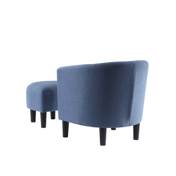 Take a Seat Blue Linen Churchill Accent Chair with Ottoman, image 6
