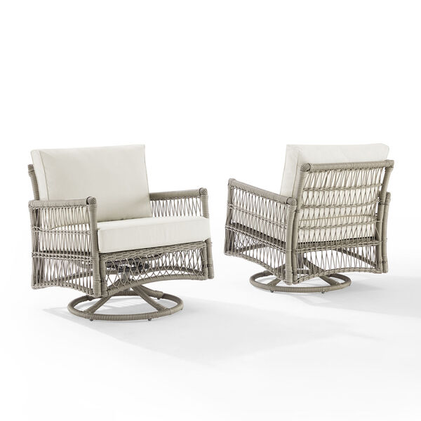 Thatcher Creme and Driftwood Outdoor Wicker Swivel Rocker Chair, Set of 2, image 6