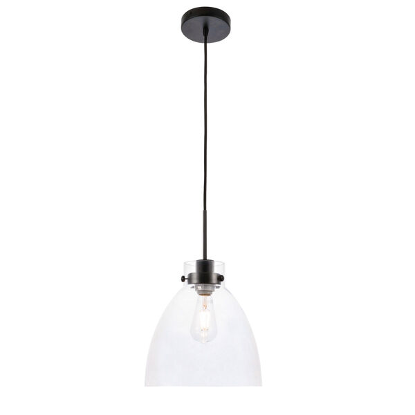 Frey Black 11-Inch One-Light Pendant with Clear Glass, image 6