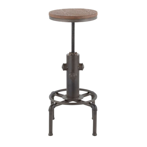 Hydra Vintage Black and Brown Bar Stool with Foot Ring, image 6