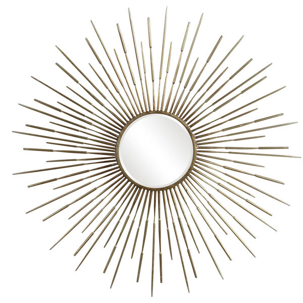 Golden Antiqued Gold Leaf Rays Starburst Mirror, image 2