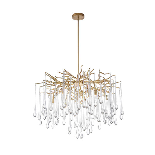 Anita Gold Leaf Six-Light Chandelier with K9 Clear Crystal, image 1