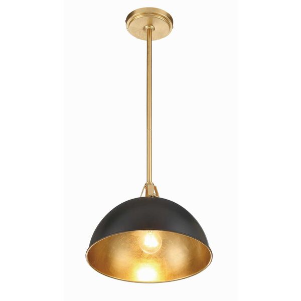 Soto Matte Black and Antique Gold 12-Inch One-Light Pendant, image 5