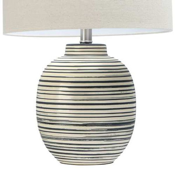 Grey Ceramic Textured Striped One-Light Table Lamp, image 2