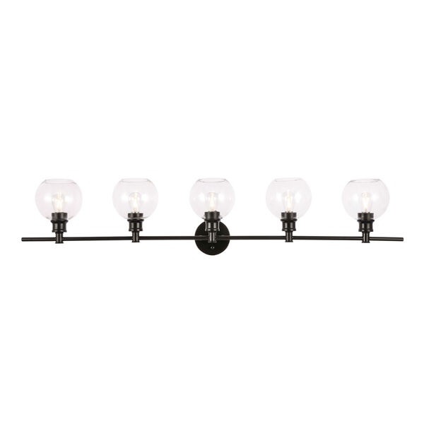 Collier Black Five-Light Bath Vanity with Clear Glass, image 1