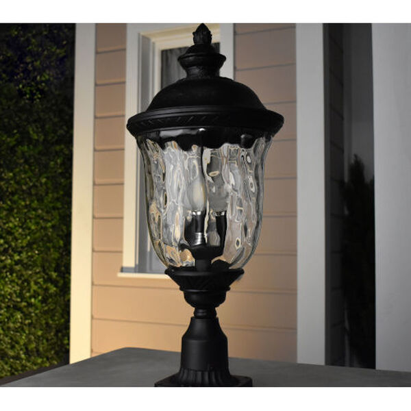 Carriage House Oriental Bronze Three-Light Outdoor Post Light with Water Glass, image 4
