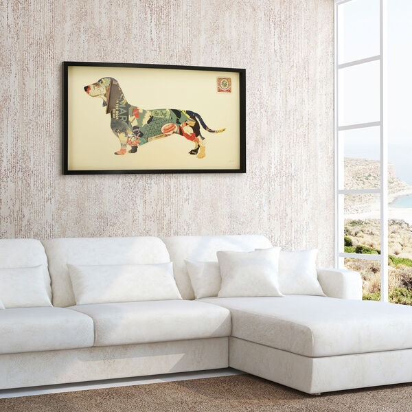Black Framed  Dachshund Dimensional Collage Graphic Glass Wall Art, image 5