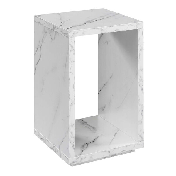 Northfield Admiral White Faux Marble End Table with Shelf, image 1