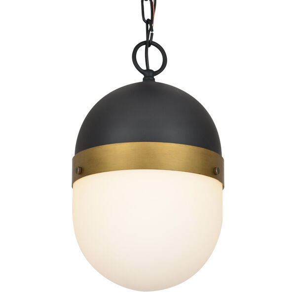 Capsule One-Light Matte Black and Textured Gold Outdoor Pendant, image 1