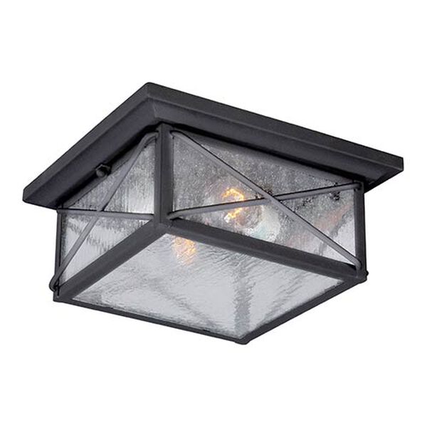 Wingate Textured Black Two-Light Outdoor Flush Mount with Clear Seeded Glass, image 1