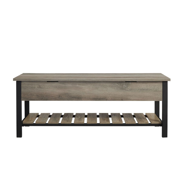 48-Inch Open-Top Storage Bench with Shoe Shelf  - Gray Wash, image 5