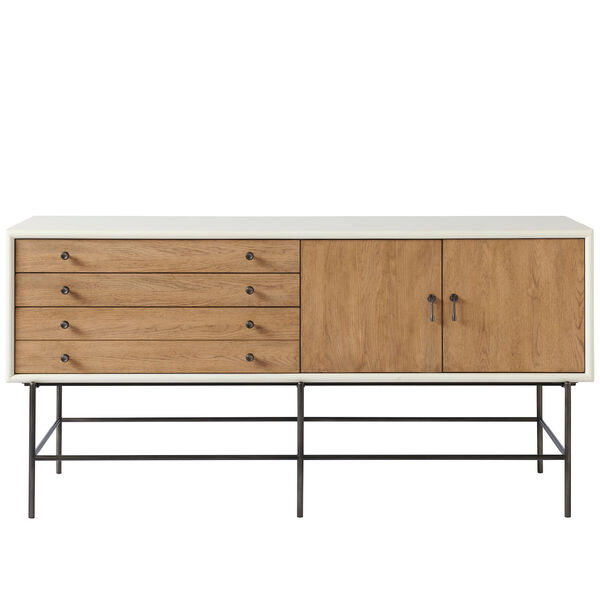 Celine White and Natural Oak Console Table, image 1