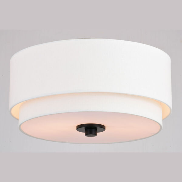 Burnaby 13-Inch Two-Light Flush Mount with White Fabric Drum Shade, image 6