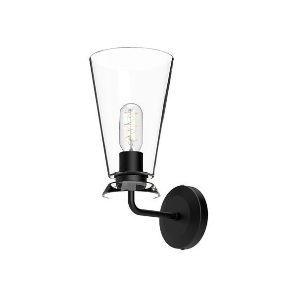 Salem Matte Black One-Light Wall Sconce with Clear Glass, image 1