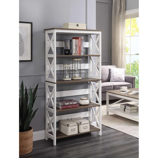 Oxford Driftwood White MDF Five-Tier Book Case, image 3