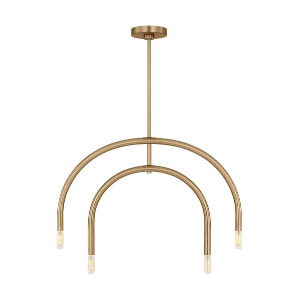 Hadden Satin Brass Four-Light Small Chandelier by Drew and Jonathan, image 1