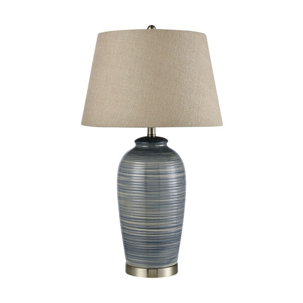 Monterey Blue Glaze and Satin Nickel 17-Inch Table Lamp, image 2