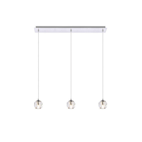 Eren Chrome 28-Inch Three-Light Pendant with Royal Cut Clear Crystal, image 1