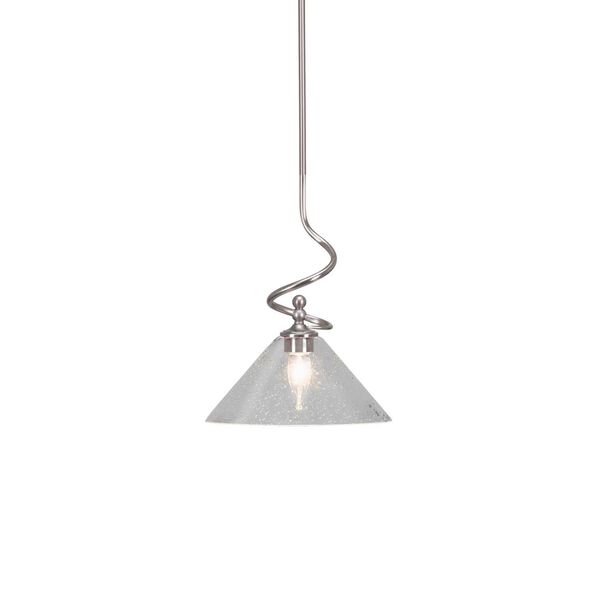 Capri Brushed Nickel One-Light Pendant with Clear Bubble Glass, image 1